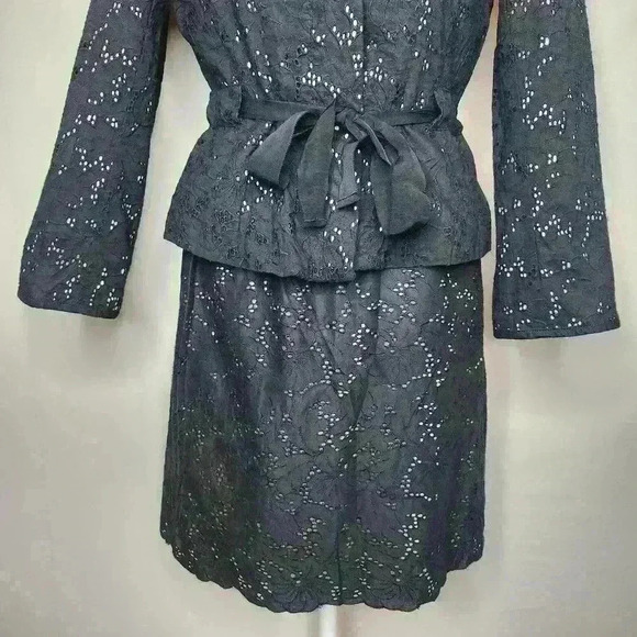 Ann Taylor LOFT petite black eyelet dress with matching jacket size 4P - Picture 5 of 12